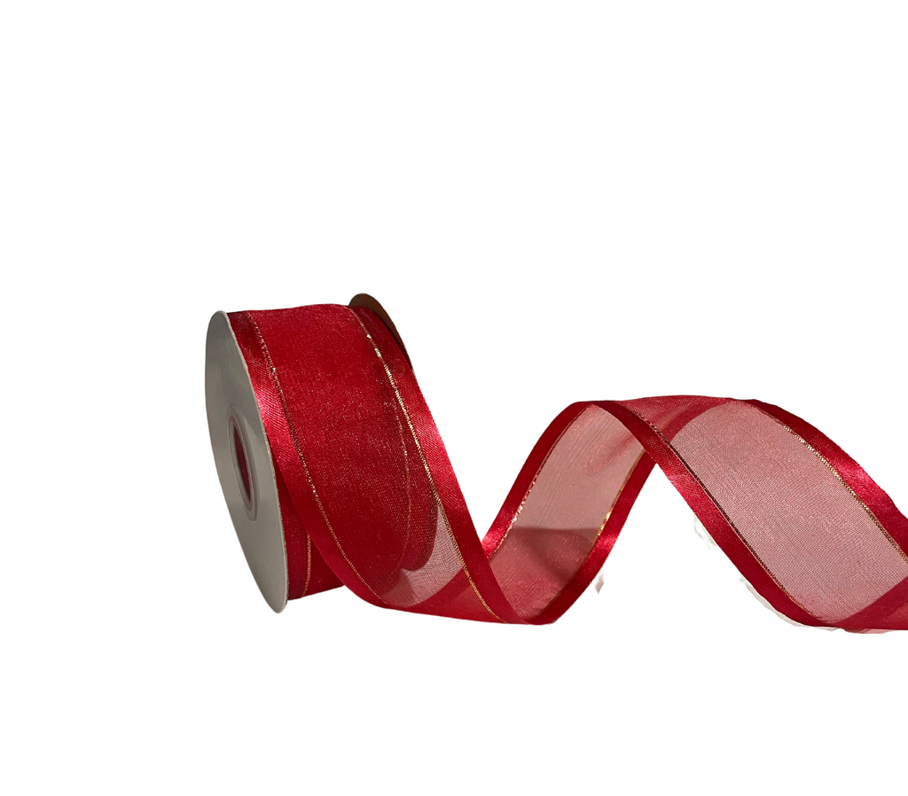 RED ORGANZA WITH SATIN EDGES RIBBON (38 MM)