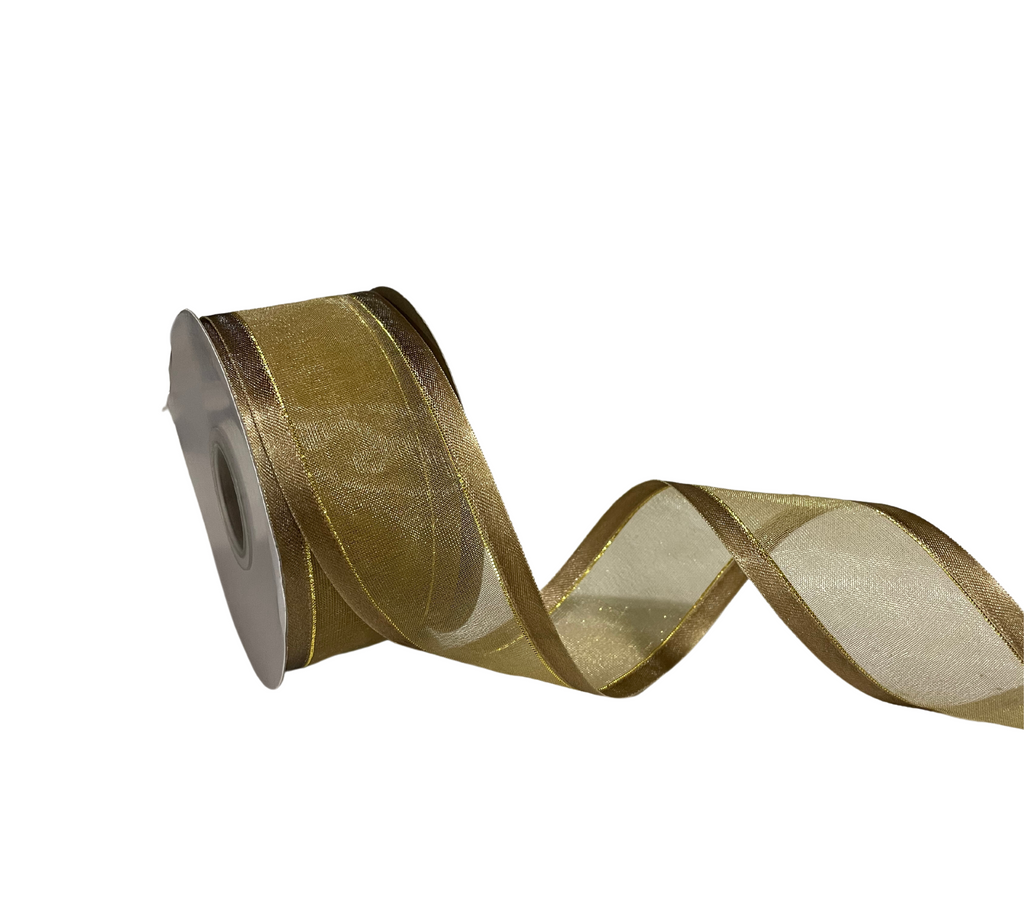 ANTIQUE GOLD ORGANZA WITH SATIN EDGES RIBBON (38 MM)