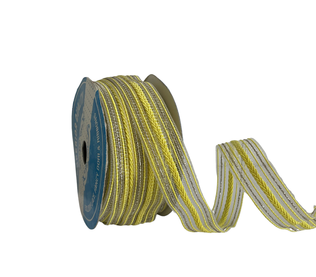 YELLOW SOPHIA STRIPES RIBBON (25MM | 9MTR)