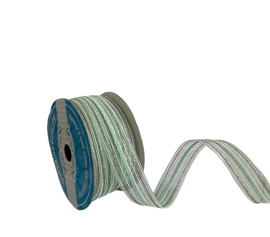 MINT SOPHIA STRIPES RIBBON (25MM | 9MTR)