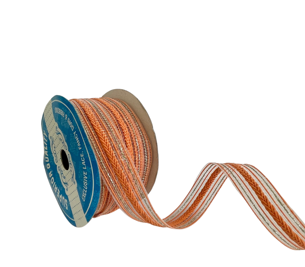 PEACH SOPHIA STRIPES RIBBON (25MM | 9MTR)