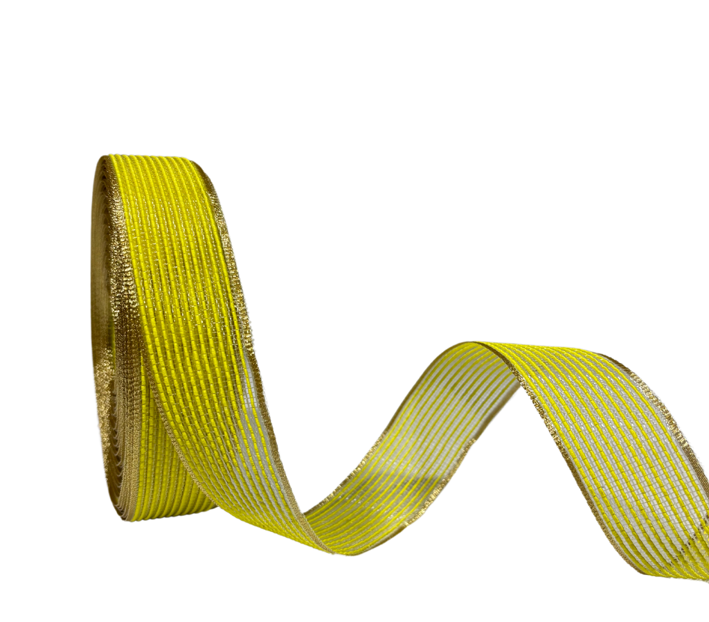 YELLOW CRYSTA STRIPES RIBBON (25MM | 9MTR)