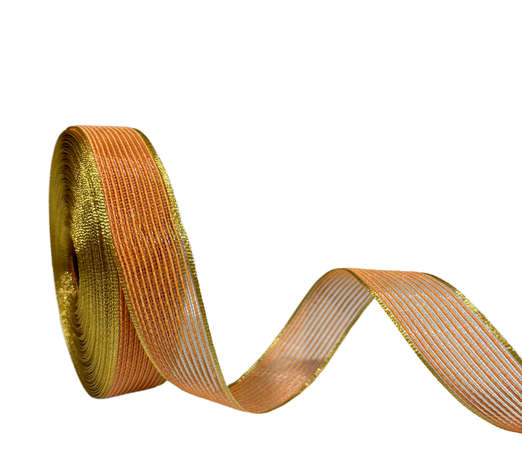 PEACH CRYSTA STRIPES RIBBON (25MM | 9MTR)