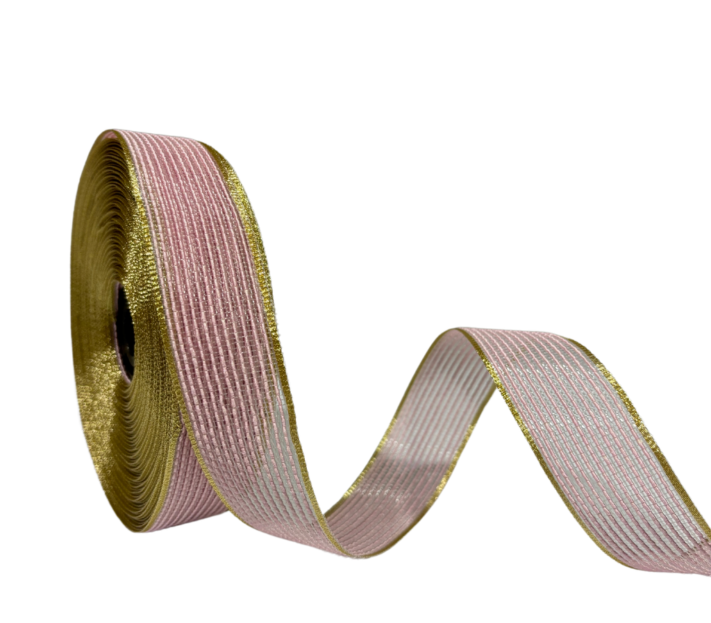 BABY PINK CRYSTA STRIPES RIBBON (25MM | 9MTR)