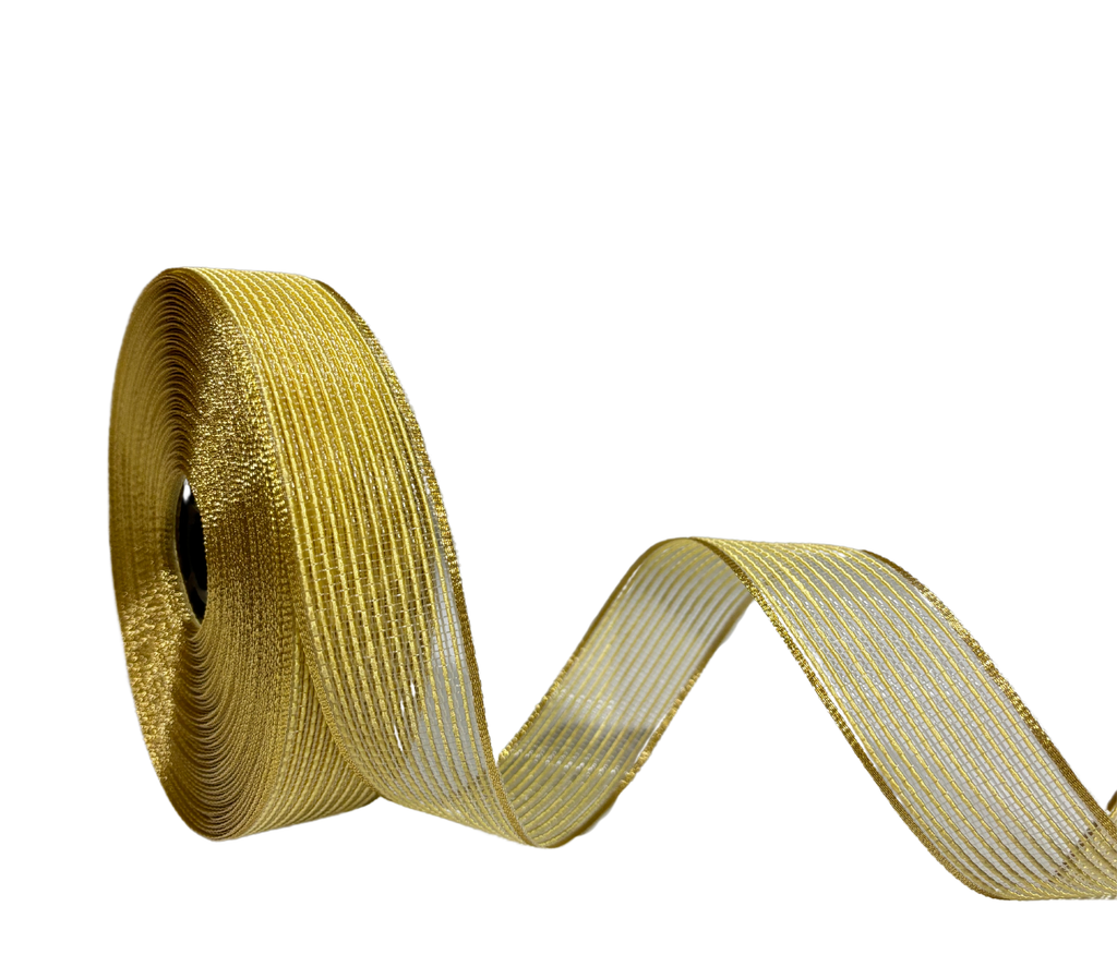 PALE YELLOW CRYSTA STRIPES RIBBON (25MM | 9MTR)