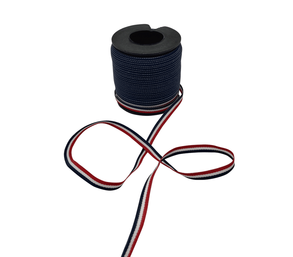 RED-WHITE-NAVY STRIPES RIBBON (6 MM)