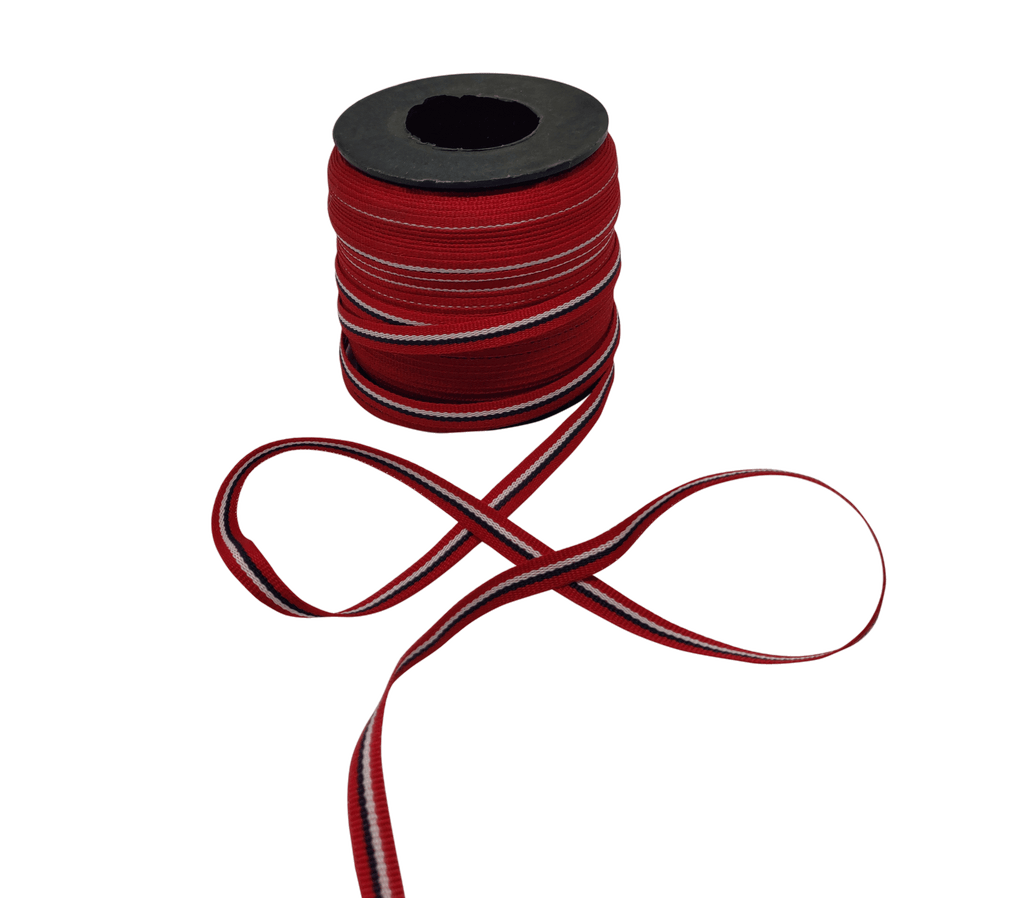 RED-WHITE-BLACK STRIPES RIBBON (6 MM)