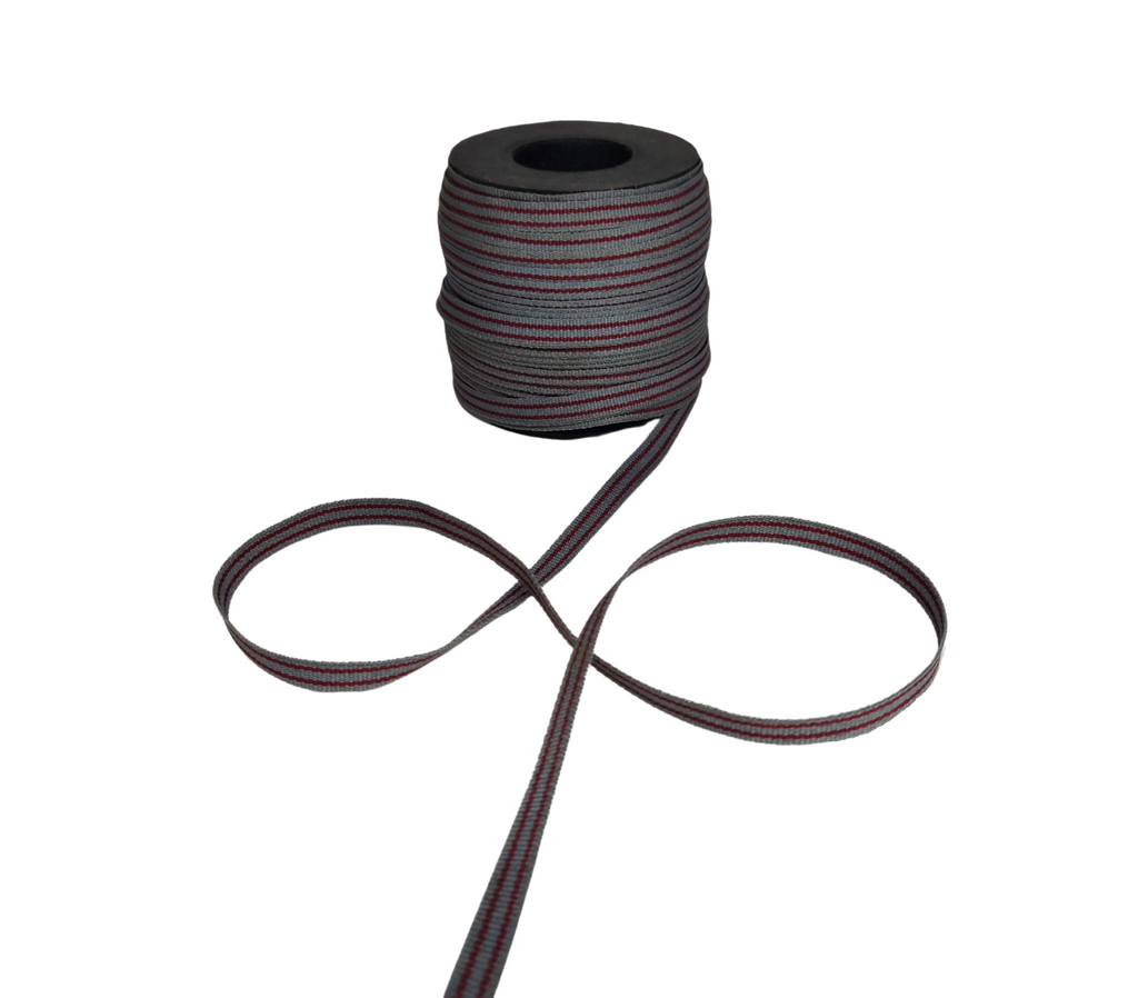 GREY & MAROON STRIPESRIBBON (6 MM)