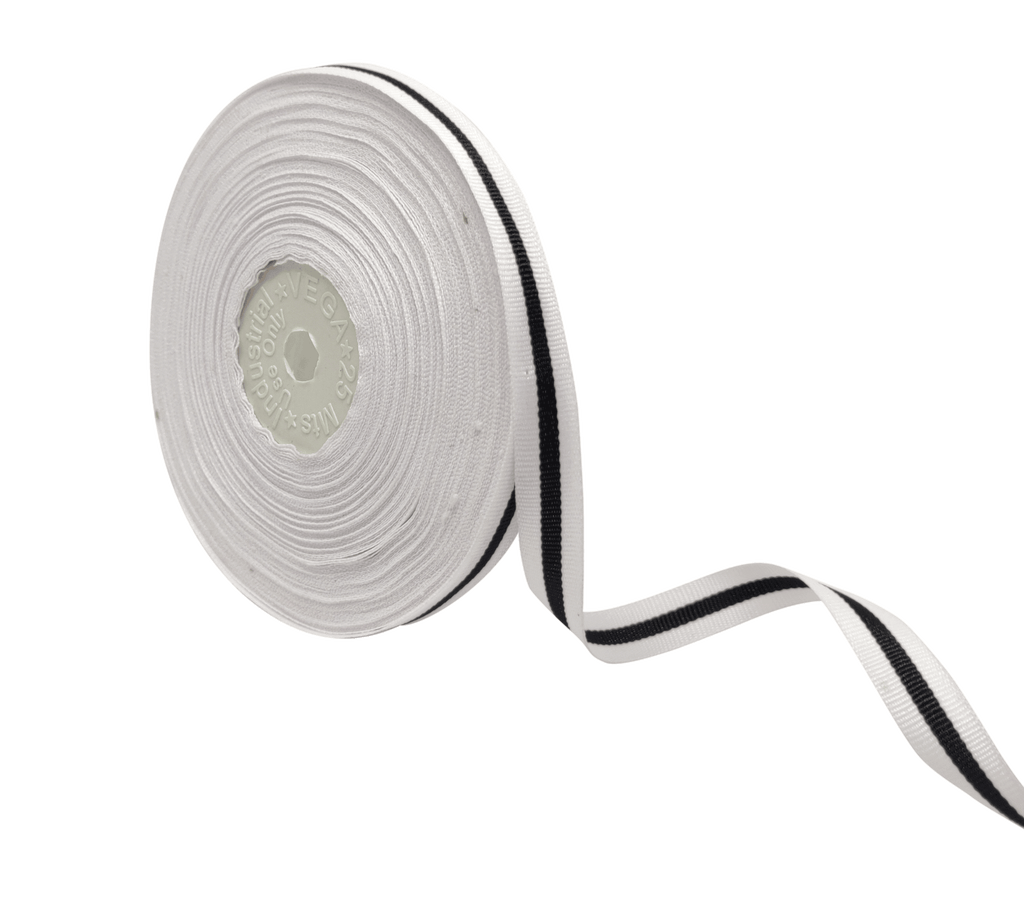 WHITE & BLACK STRIPES RIBBON (10 MM)