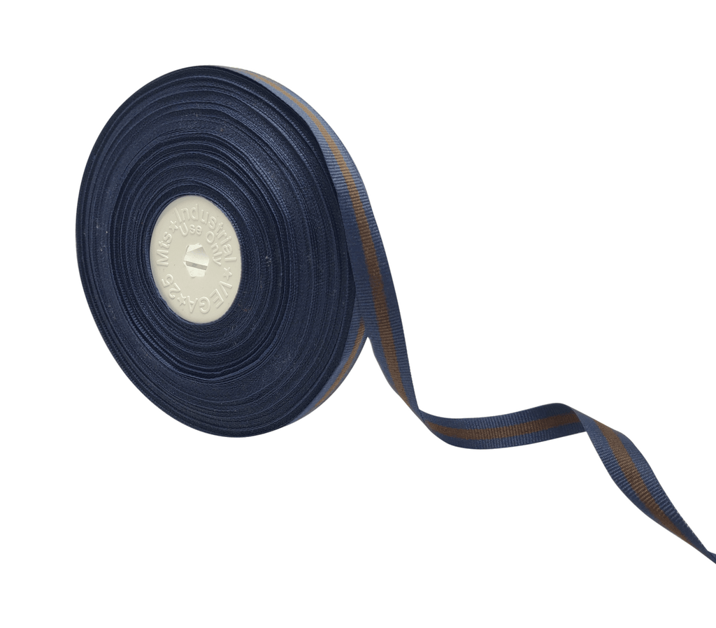 NAVY & COFFEE STRIPES RIBBON (10 MM)