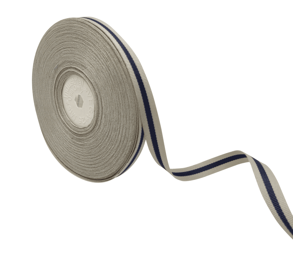 GREY & NAVY STRIPES RIBBON (10 MM)