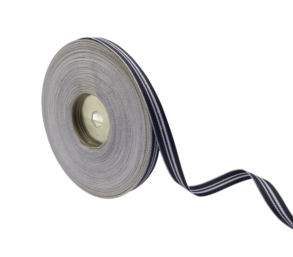 NAVY & WHITE STRIPES RIBBON (10 MM)