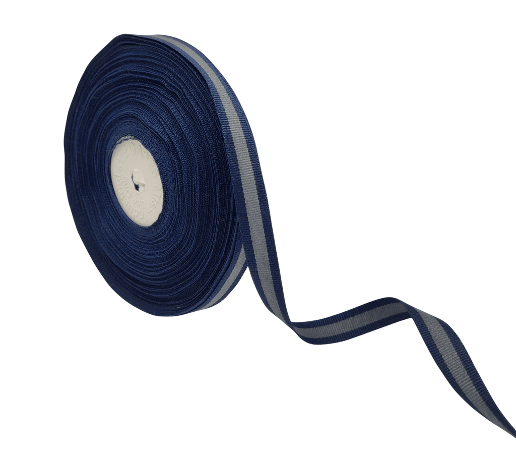NAVY & GREY STRIPES RIBBON (10 MM)