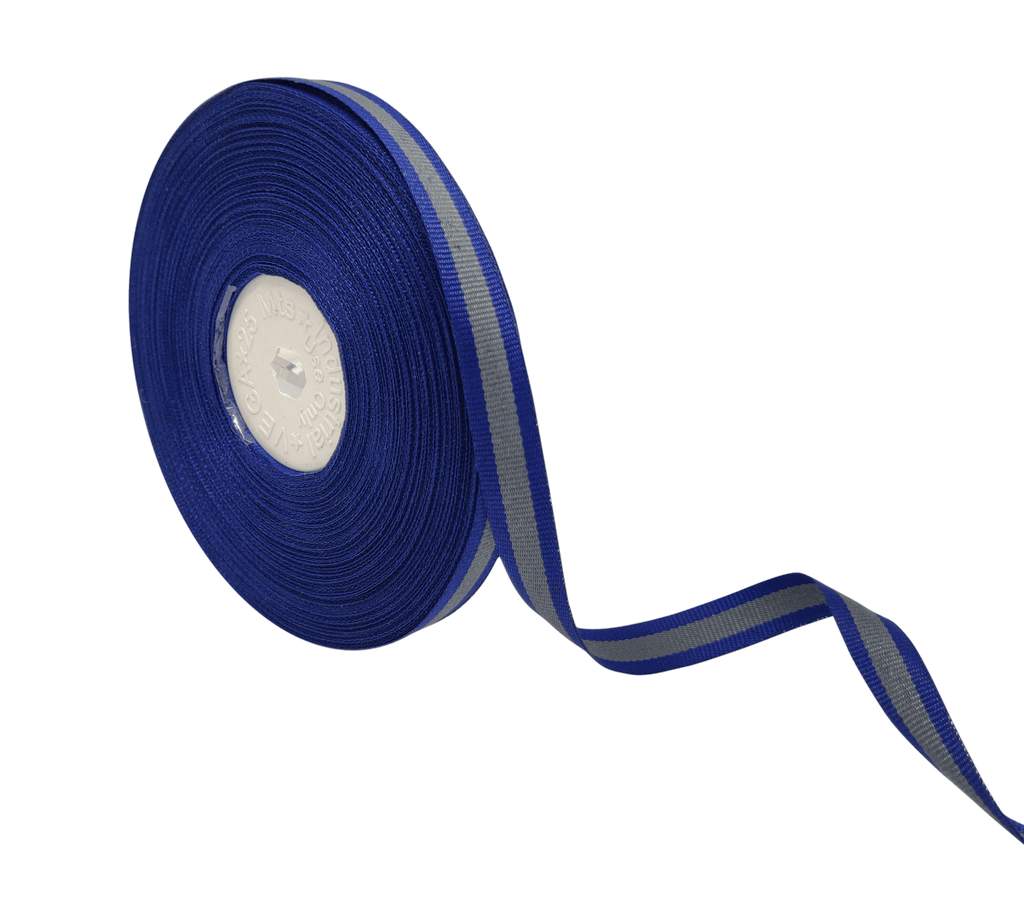 BLUE & GREY STRIPES RIBBON (10 MM)