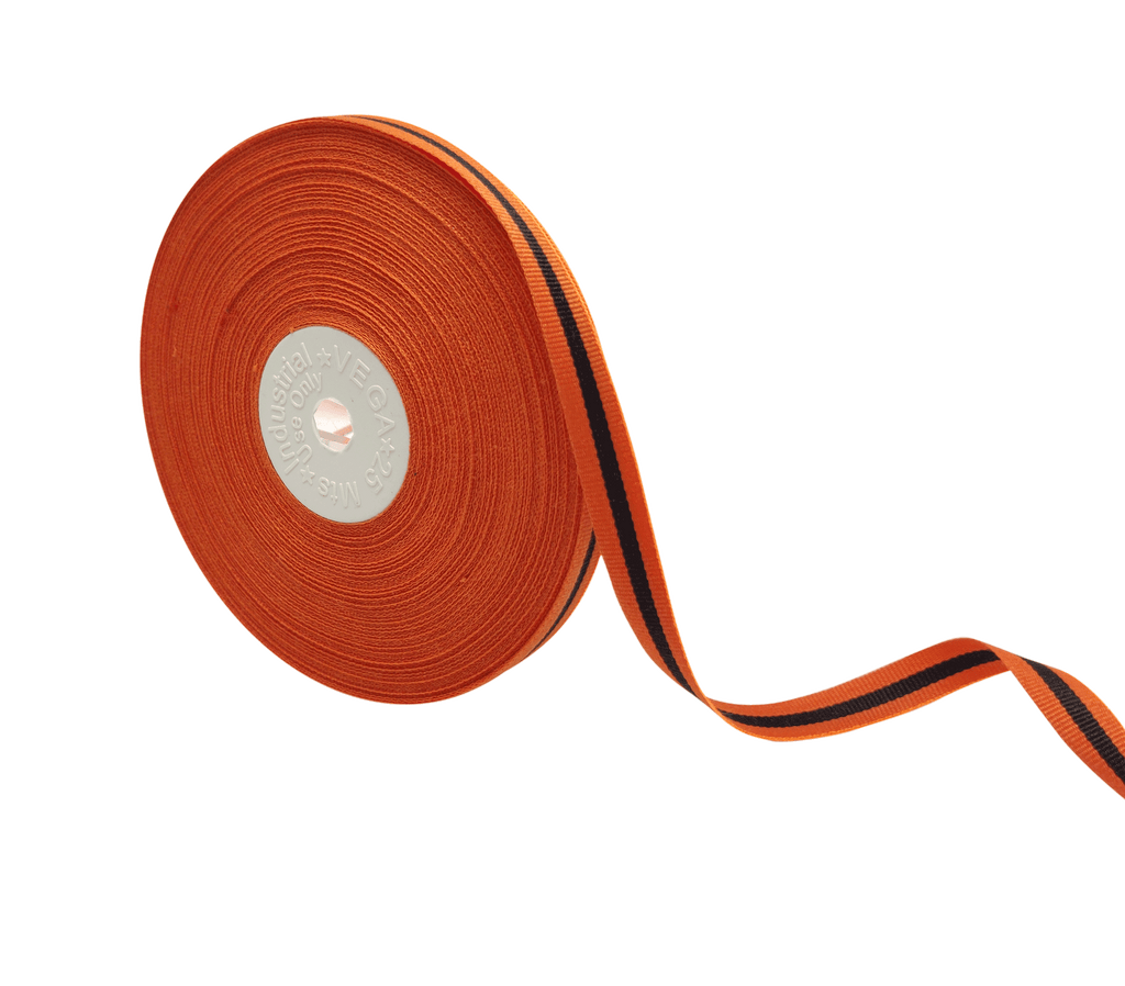 ORANGE & BLACK STRIPES RIBBON (10 MM)
