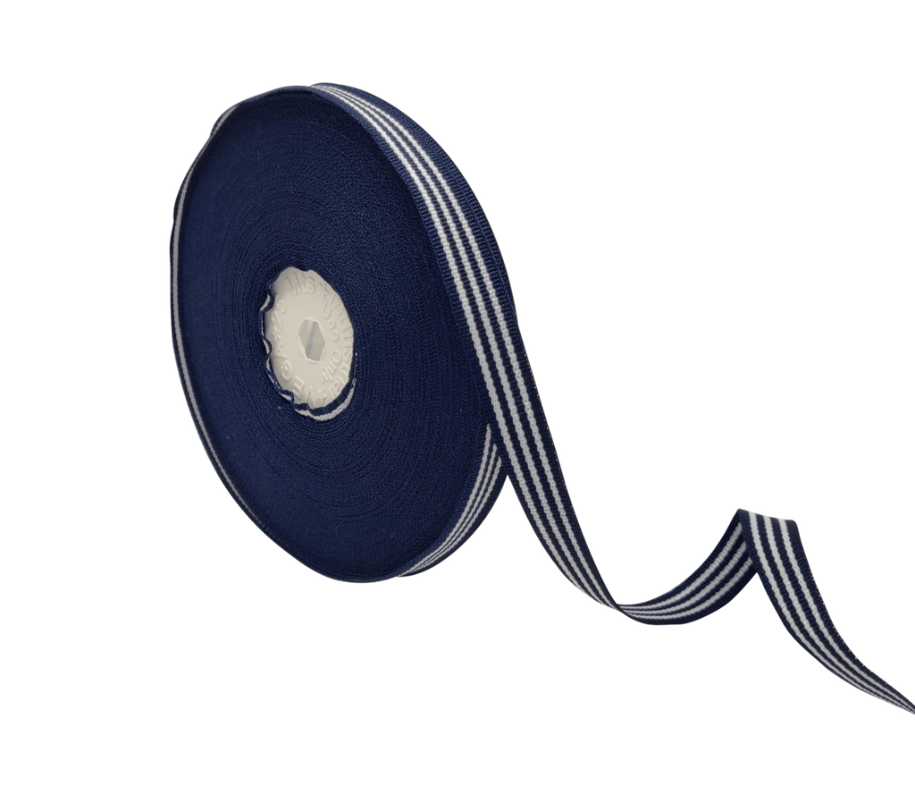 NAVY & WHITE STRIPES RIBBON (10 MM)