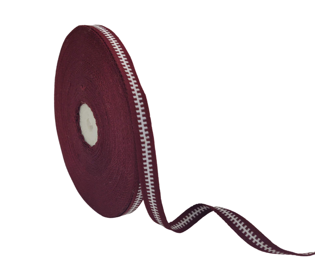 MAROON WITH WHITE ZIP RIBBON (10 MM)