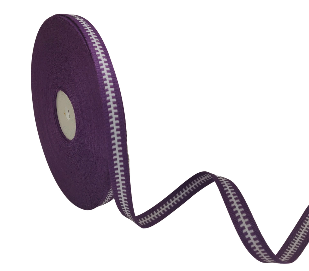 PURPLE WITH WHITE ZIP RIBBON (10 MM)