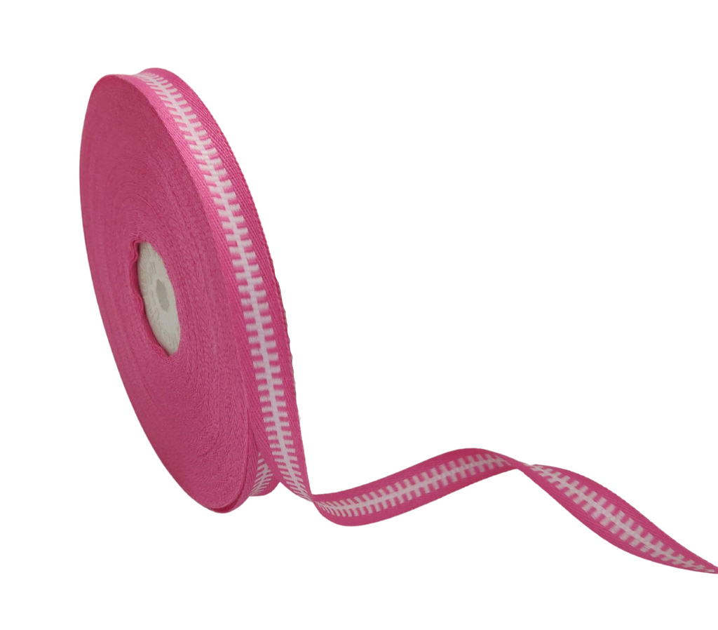 PINK WITH WHITE ZIP RIBBON (10 MM)