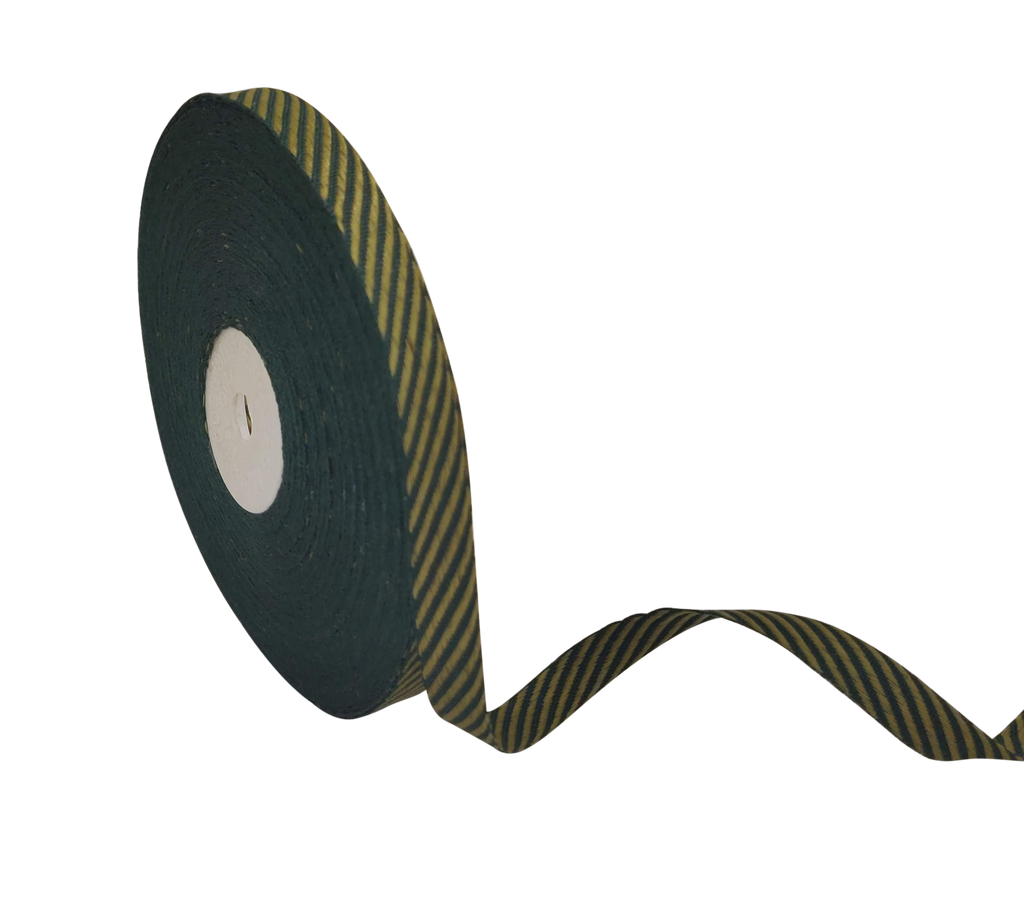 GREEN DIAGONAL STRIPES RIBBON (10 MM)