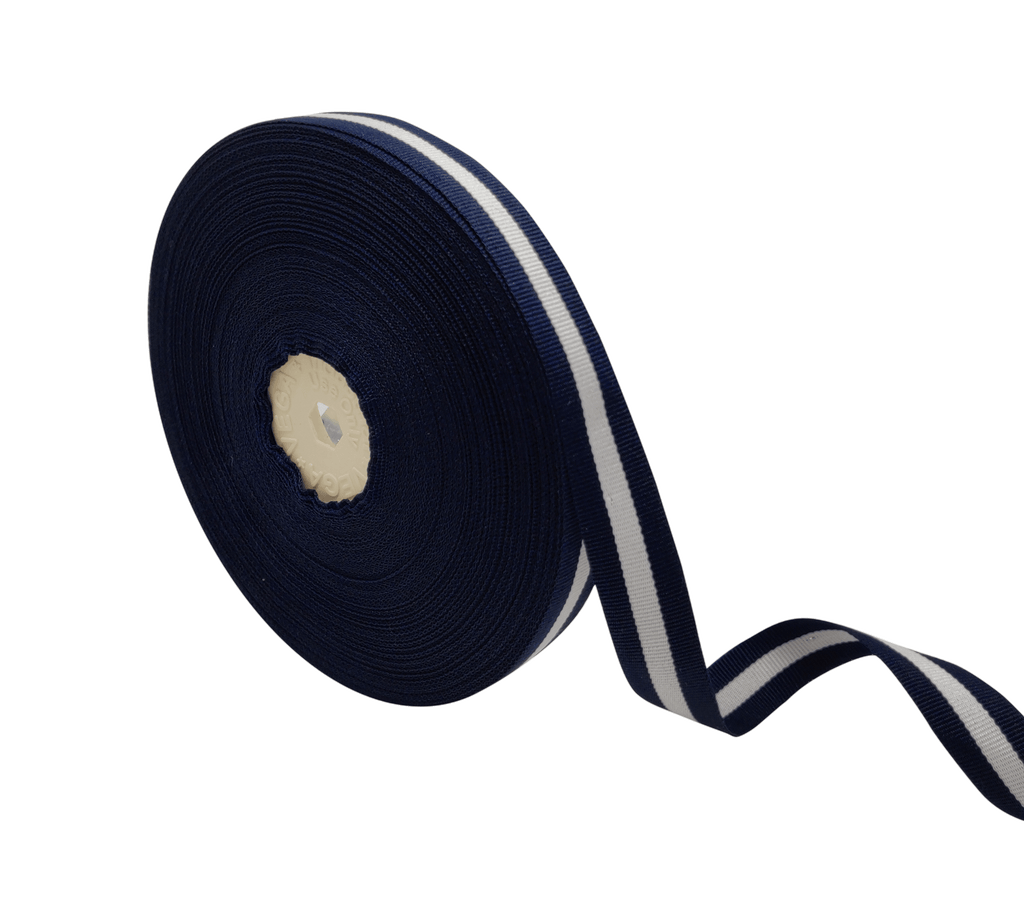 NAVY & WHITE STRIPES RIBBON (15 MM)