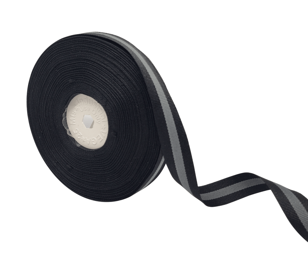 BLACK & GREY STRIPES RIBBON (15 MM)