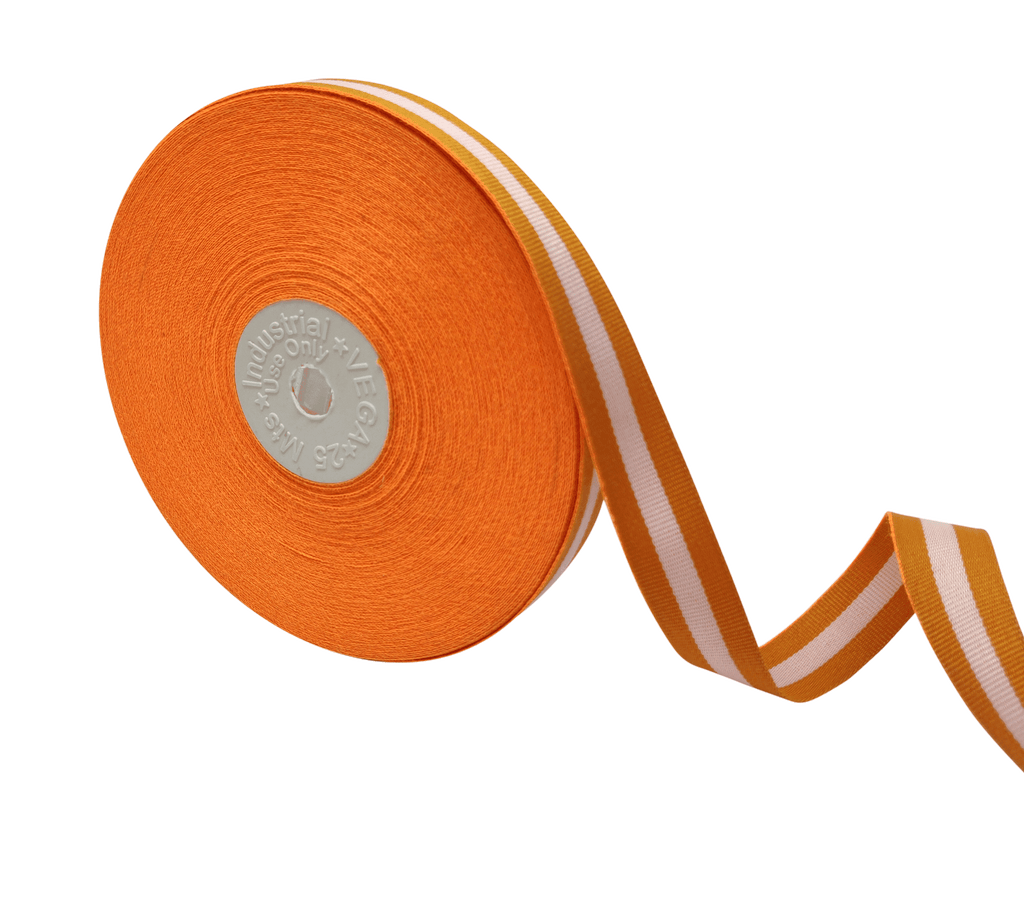 ORANGE & WHITE STRIPES RIBBON (15 MM)