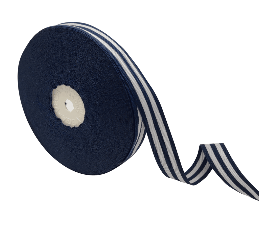 NAVY & WHITE STRIPES RIBBON (15 MM)