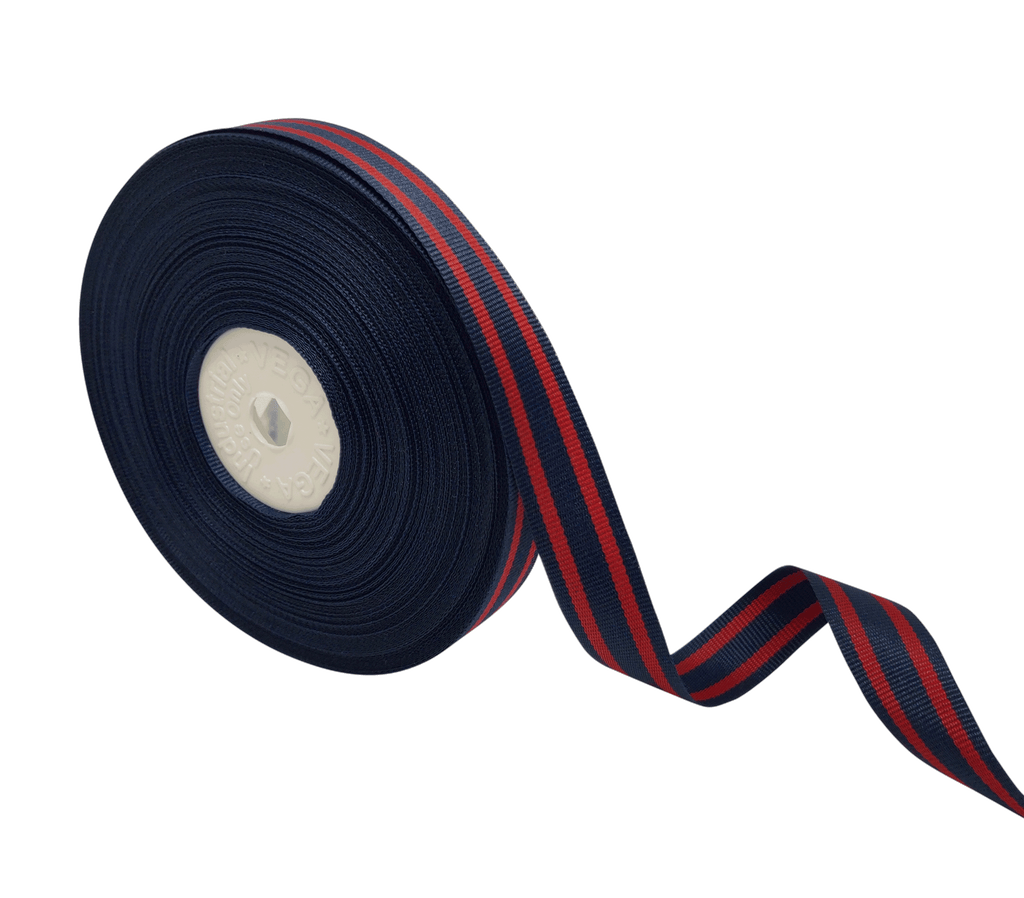 NAVY & RED STRIPES RIBBON (15 MM)