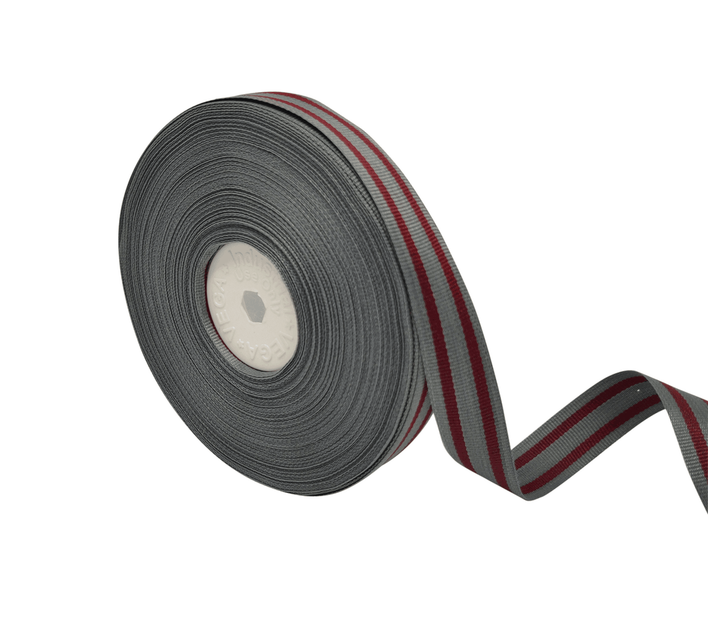 GREY & MAROON STRIPES RIBBON (15 MM)