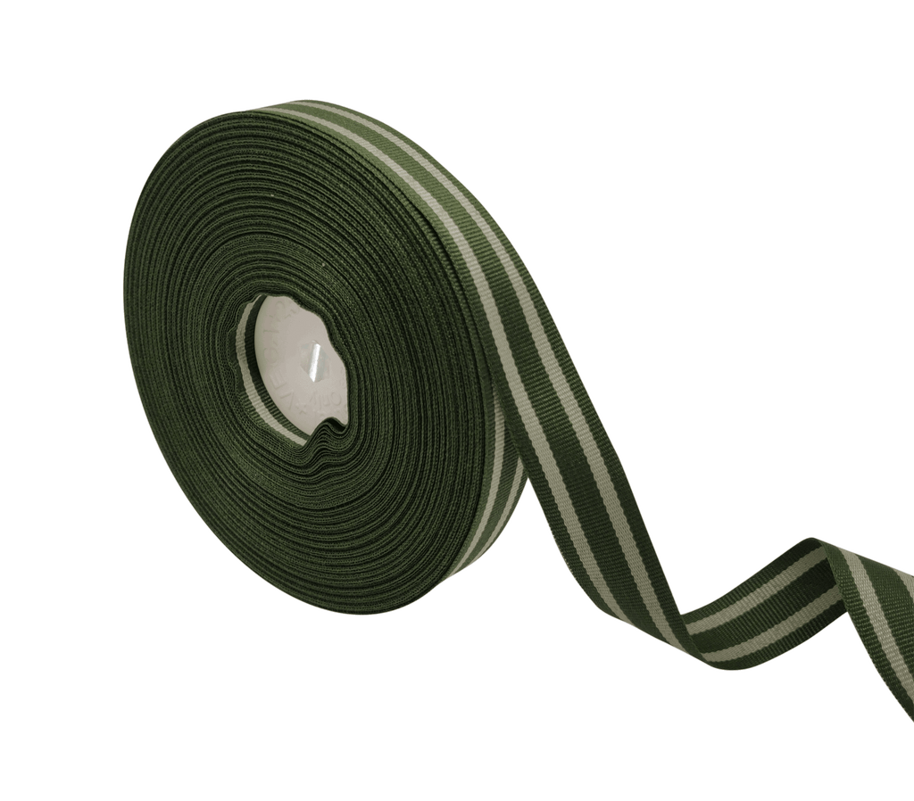 GREEN & GREY STRIPES RIBBON (15 MM)