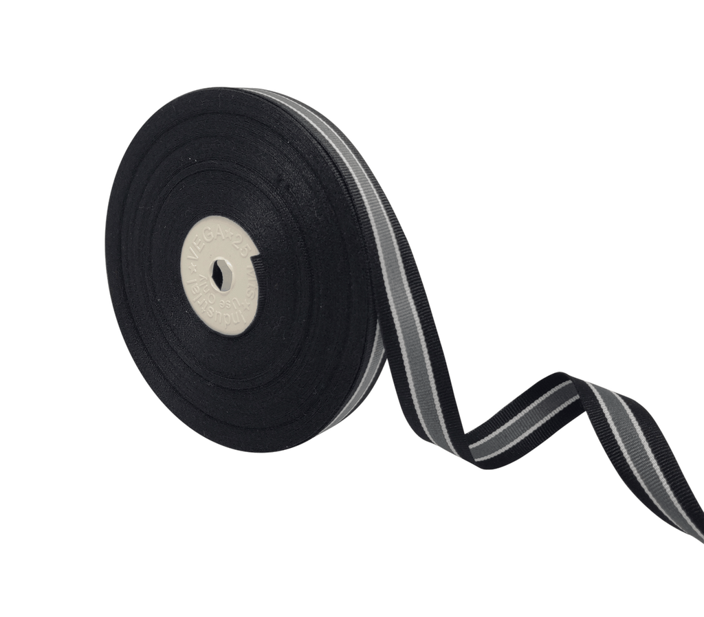 BLACK & GREY STRIPES RIBBON (15 MM)