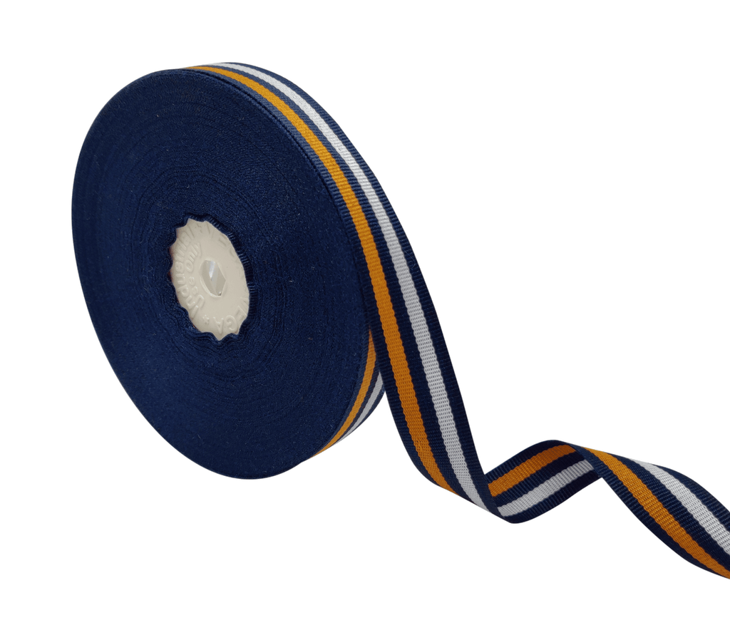 NAVY-ORANGE-WHITE STRIPES RIBBON (15 MM)