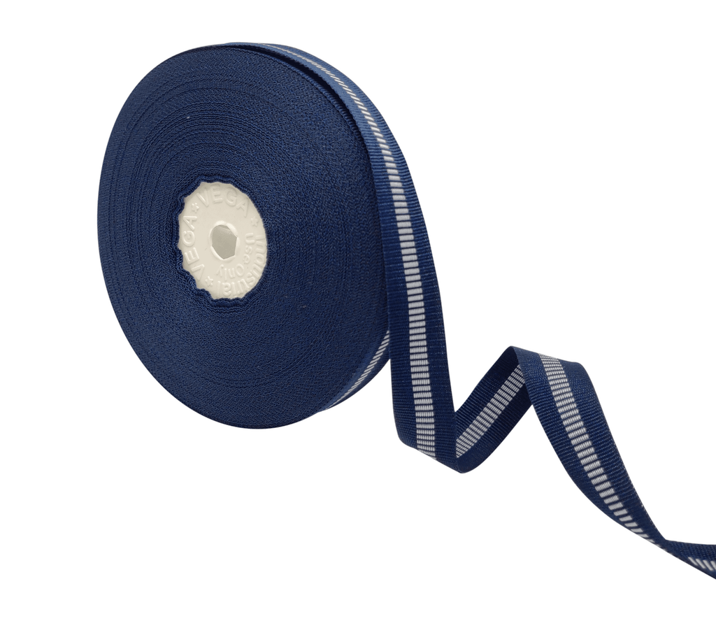 NAVY & WHITE STRIPES RIBBON (15 MM)