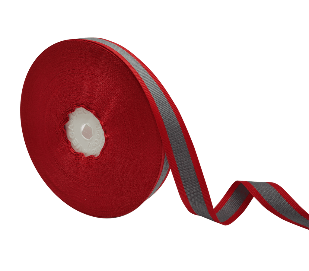 RED & GREY STRIPES RIBBON (15 MM)