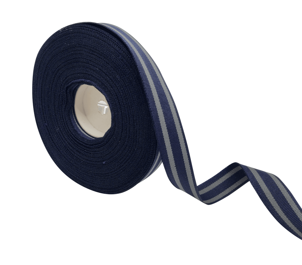 NAVY & GREY STRIPES RIBBON (15 MM)