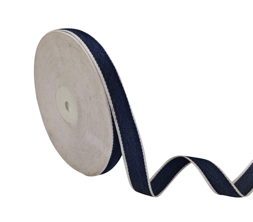NAVY BLUE WITH WHITE EDGES RIBBON (15 MM)