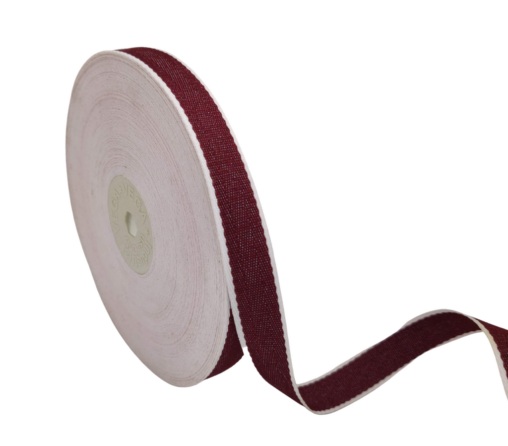 MAROON WITH WHITE EDGES RIBBON (15 MM)