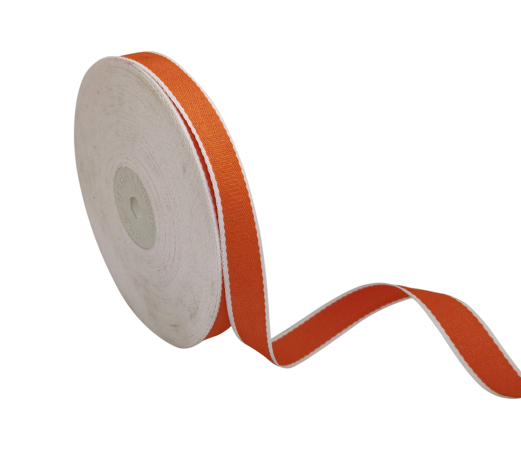 GOLDEN ORANGE WITH WHITE EDGES RIBBON (15 MM)