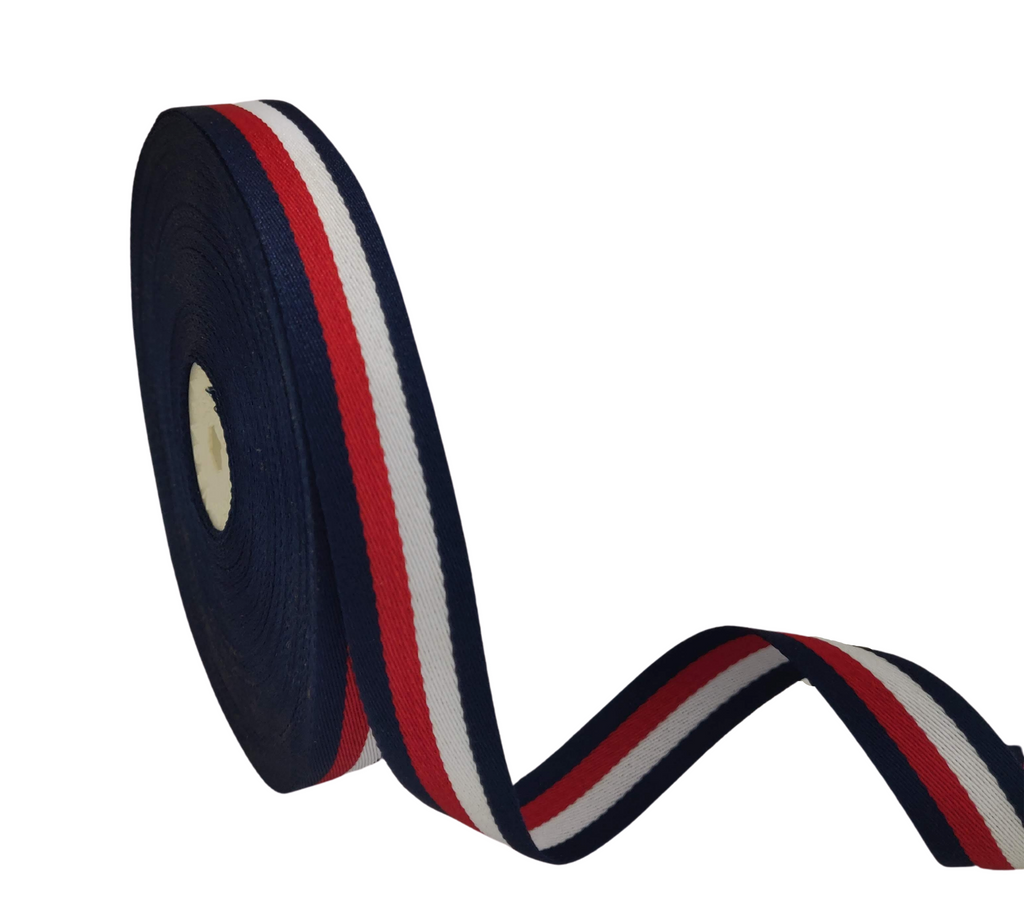 NAVY-RED-WHITE STRIPES RIBBON (20 MM)