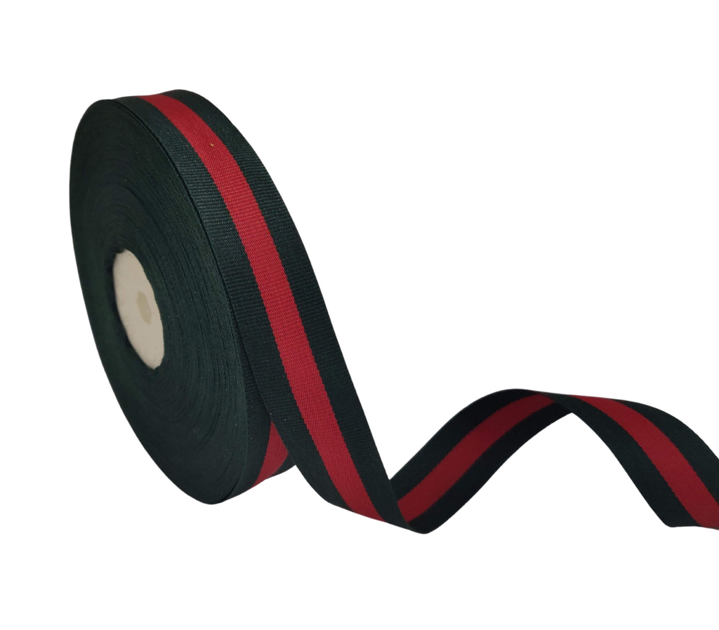 GREEN & RED STRIPES RIBBON (20 MM)