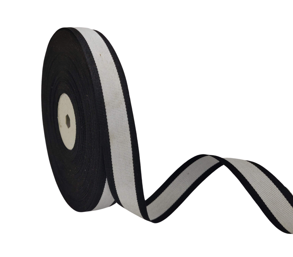 BLACK & WHITE STRIPES RIBBON (20 MM)