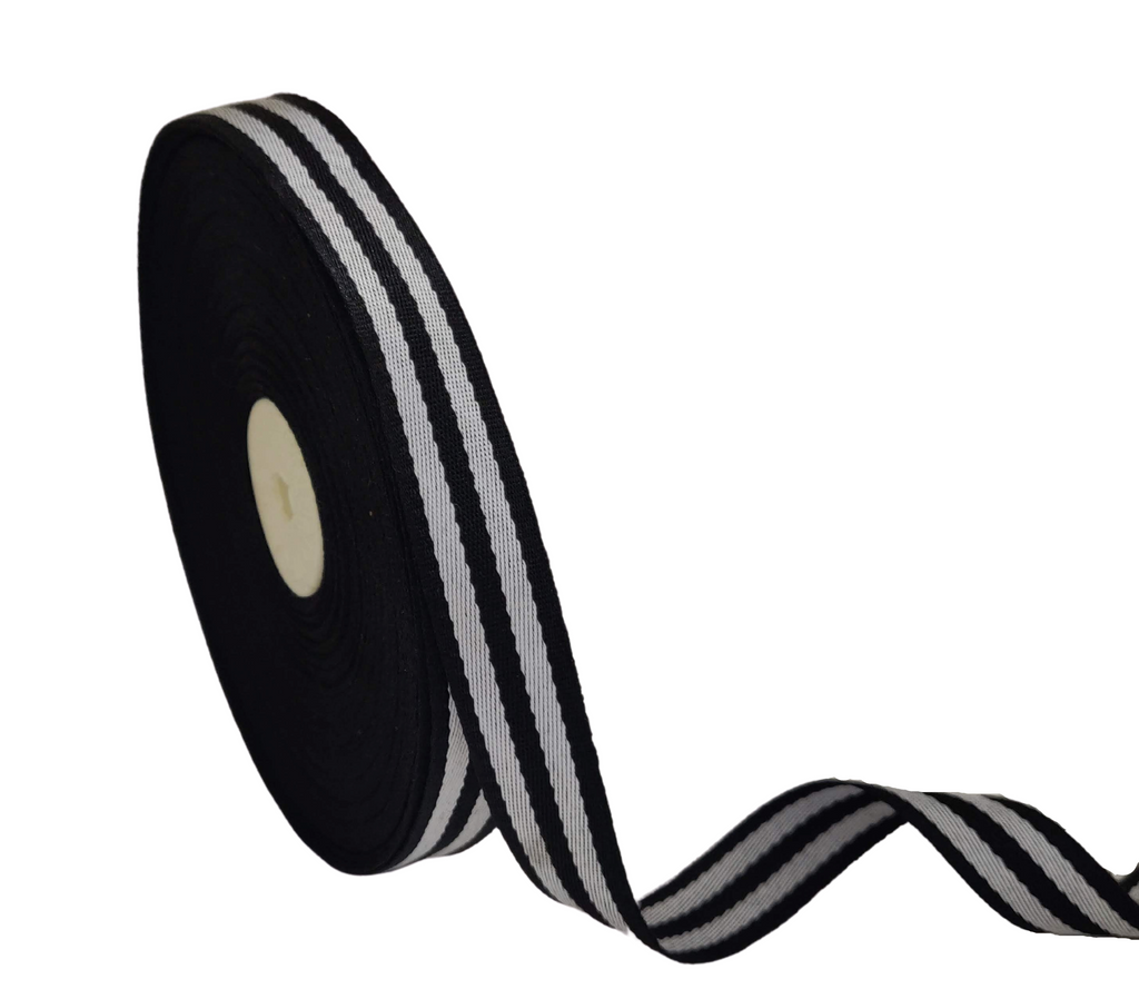BLACK & WHITE STRIPES RIBBON (20 MM)