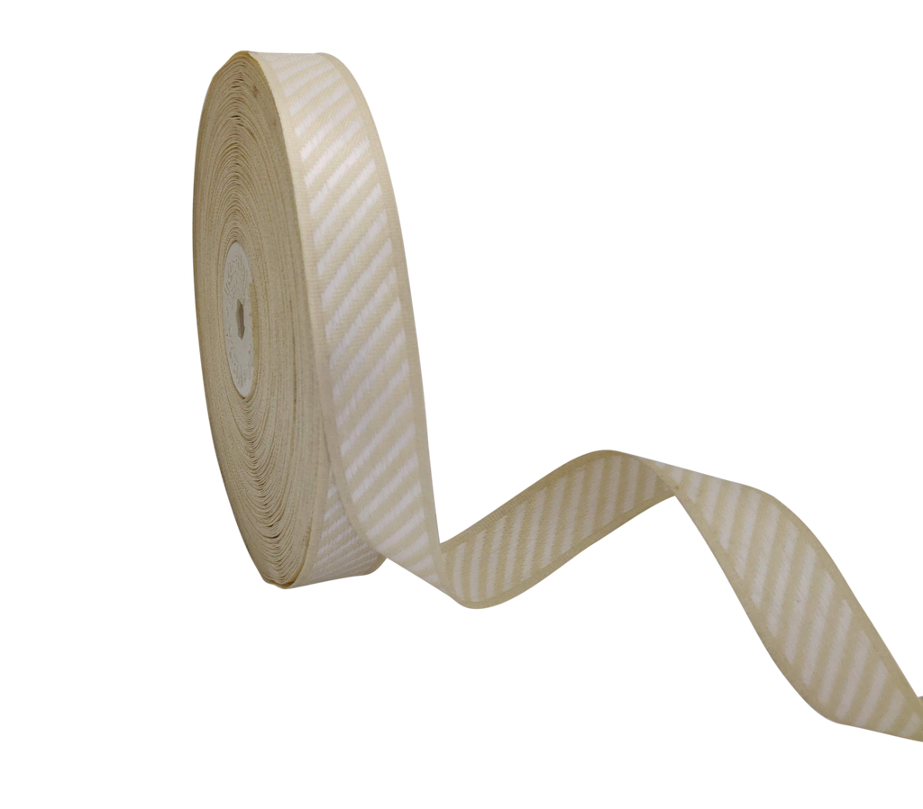 CREAM WITH OFF-WHITE DIAGONAL STRIPES RIBBON (20 MM)