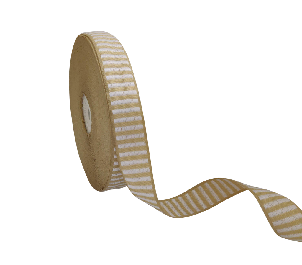 BEIGE WITH OFF-WHITE STRIPES RIBBON (20 MM)