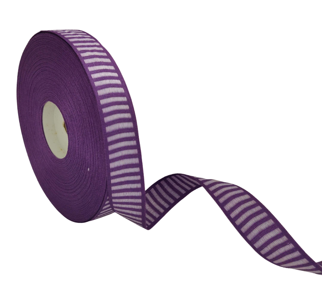 PURPLE WITH OFF-WHITE STRIPES RIBBON (20 MM)