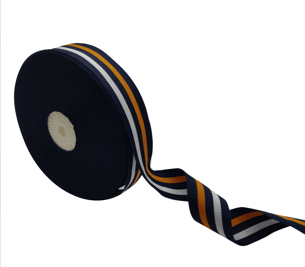 NAVY-ORANGE-WHITE STRIPES RIBBON (25 MM)