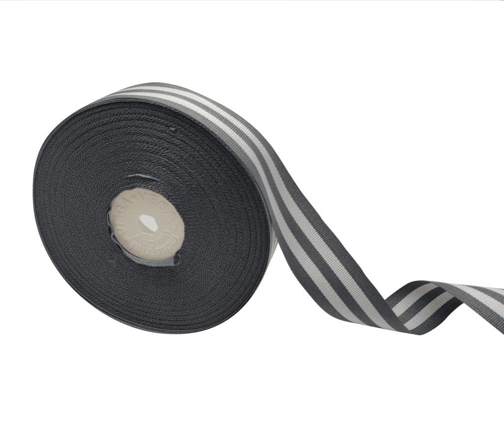 GREY & WHITE STRIPES RIBBON (25 MM)