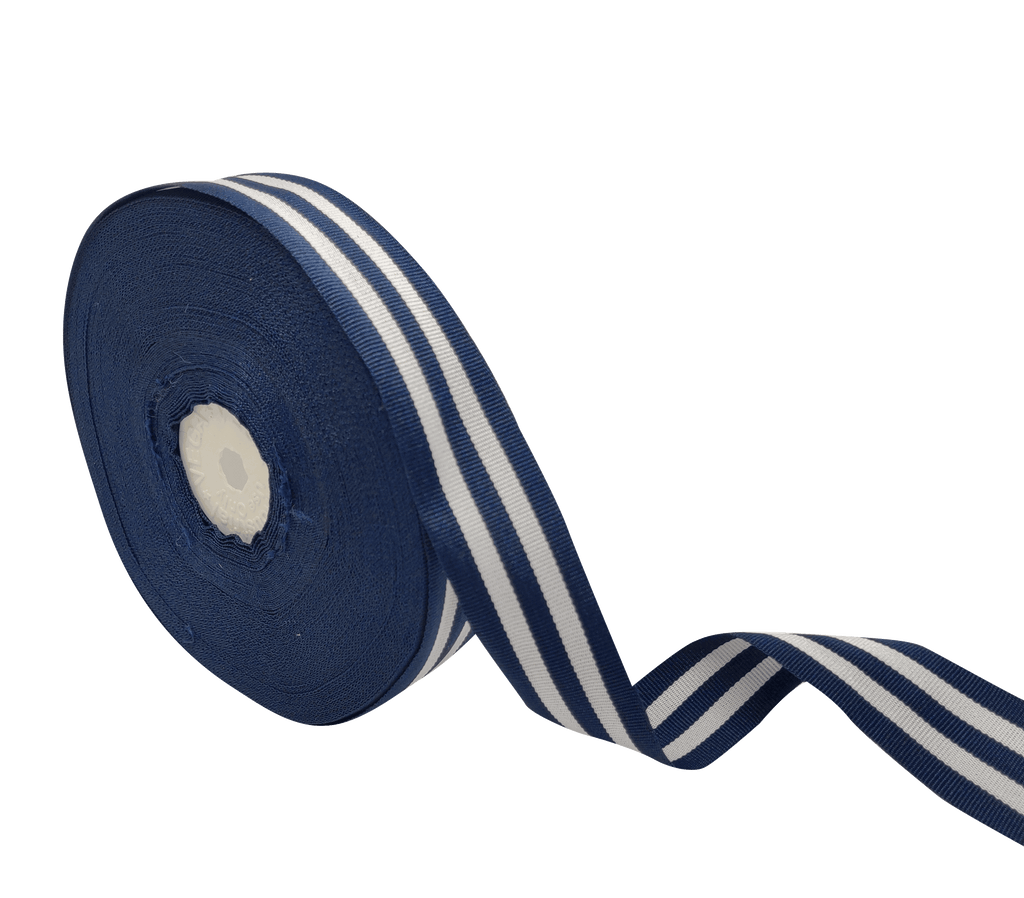 NAVY & WHITE STRIPES RIBBON (25 MM)