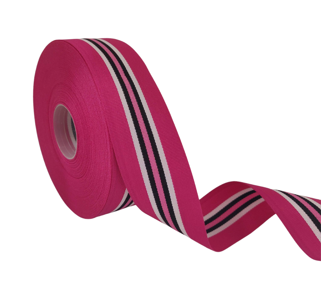 PINK-NAVY-WHITE STRIPES RIBBON (38 MM)